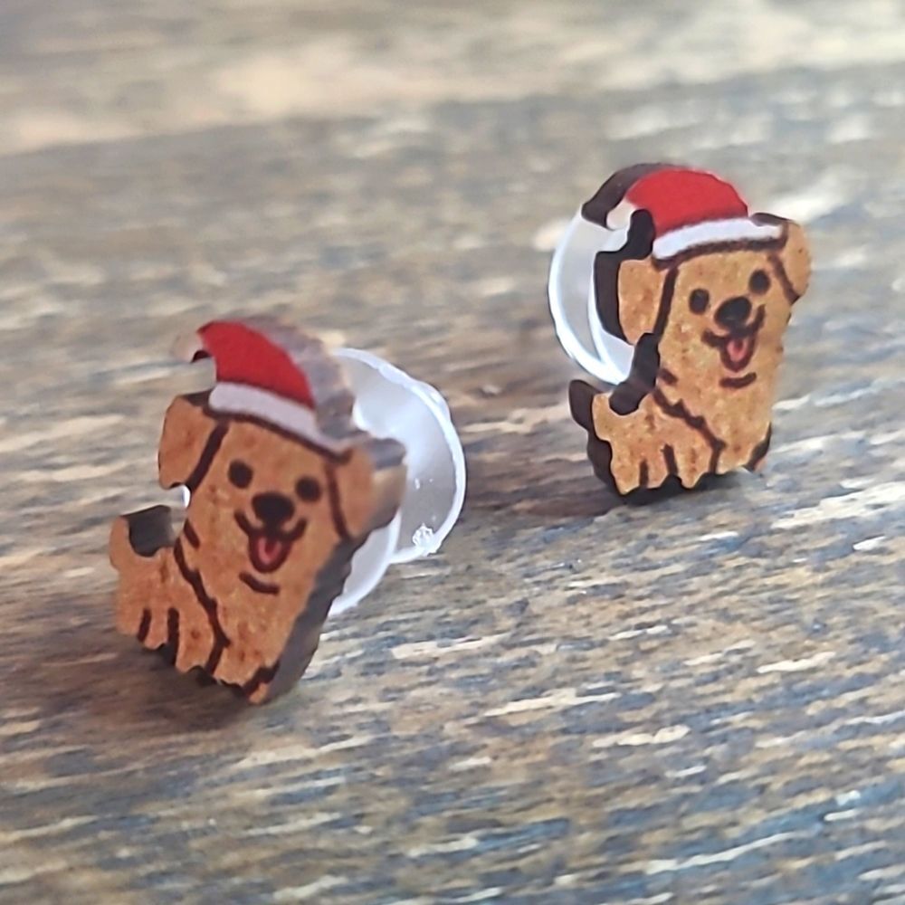 Cute Little Wooden Dog Earrings; Gifts for Her